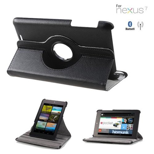 Nexus 7 Tab Leather Stand Cover - Black large image 0