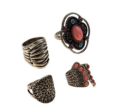Price- 1800 - Gold and Coral Stone Ring Set large image 0