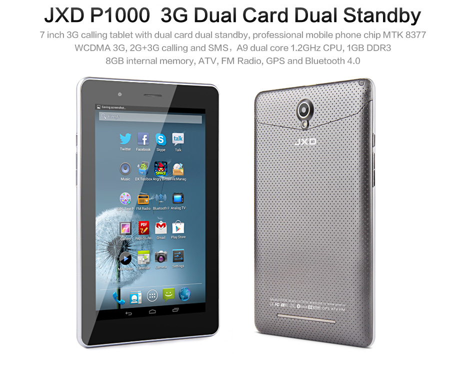 JXD P1000 8GB 3G Video Calling Dual Core Dual 1GB RAM large image 0