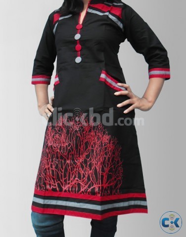 Women s Cotton Black Red Colored Kurtas large image 0