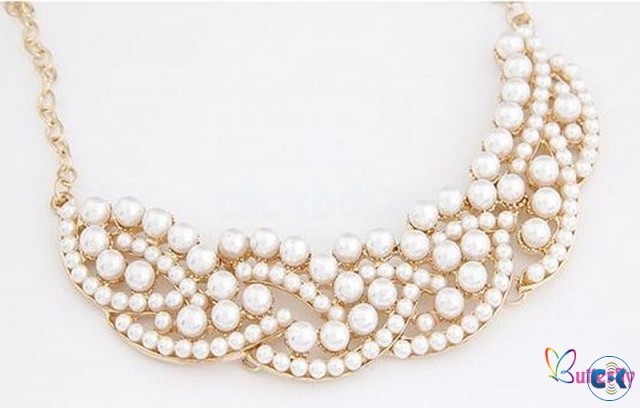 Simulated Pearl False Collar Necklace large image 0