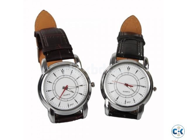 Leather Big Dial Wrist Watch large image 0