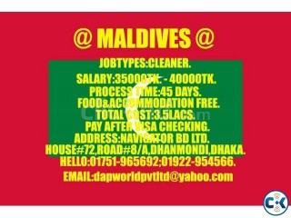 HOTELS RESTAURANT CLEANER FOR MALDIVES.