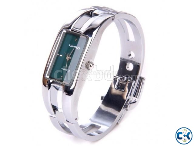 Silver Quartz Women Bangle Bracelet Wrist Watch large image 0