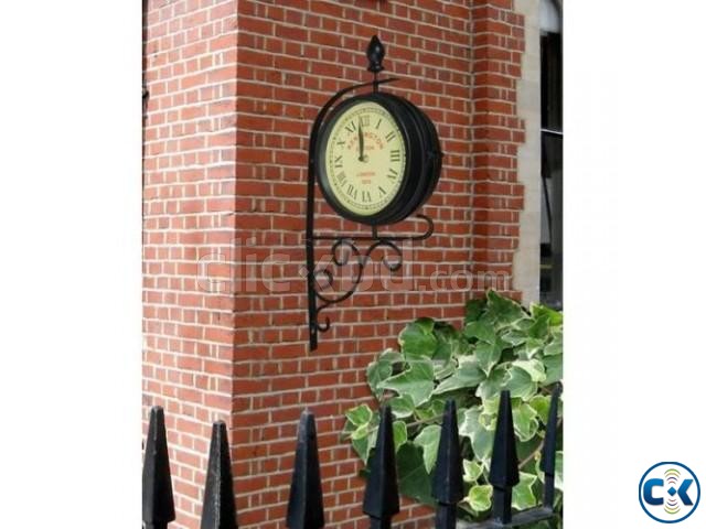 DUAL FACED GARDEN VICTORIAN STATION CLOCK WITH BRACKET large image 0