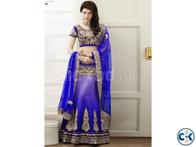 Buy salwar kameez online breezy blue brocade lehenga choli large image 0