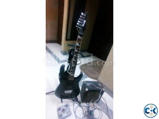 Ibanez Electic Guitar Black with amp processor