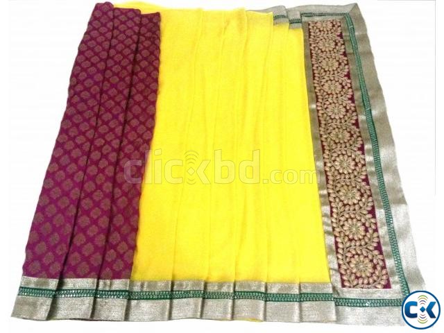Yellow Georgette Saree large image 0