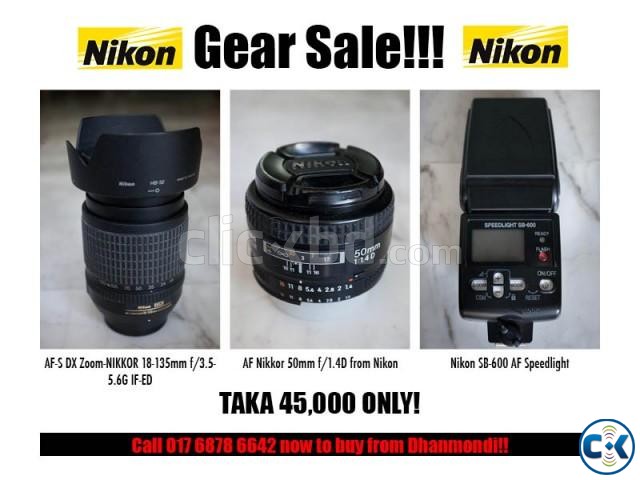 Nikon SB 600 i-ttl flash 18-135 zoom and 50mm lens for SALE large image 0