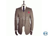 Brown Classic Tweed 3 Piece Suit