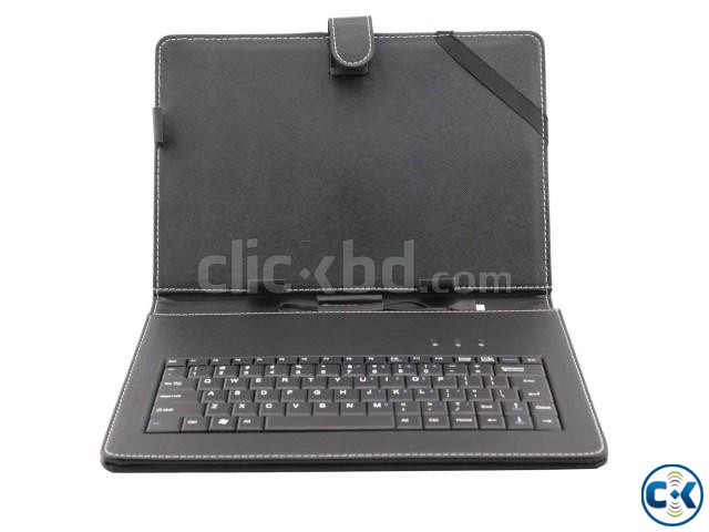 10 10.1 Black Leather Look Case USB Keyboard With Stand large image 0