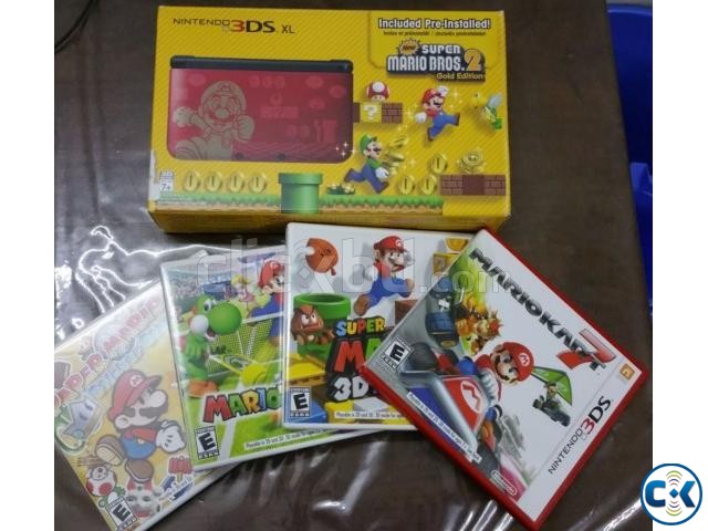 Nintendo 3ds xl with 5 mario game large image 0