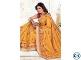 Yellow tussar silk weaved saree in yellow weaved pallu