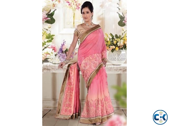 Pink Cream combo tussar silk weaved saree large image 0
