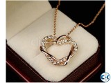 18K rose gold plated Crystal Heart Necklaces Pendants
