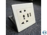 Multifunction 2-pin an 3-pin Electrical Wall Socket with USB