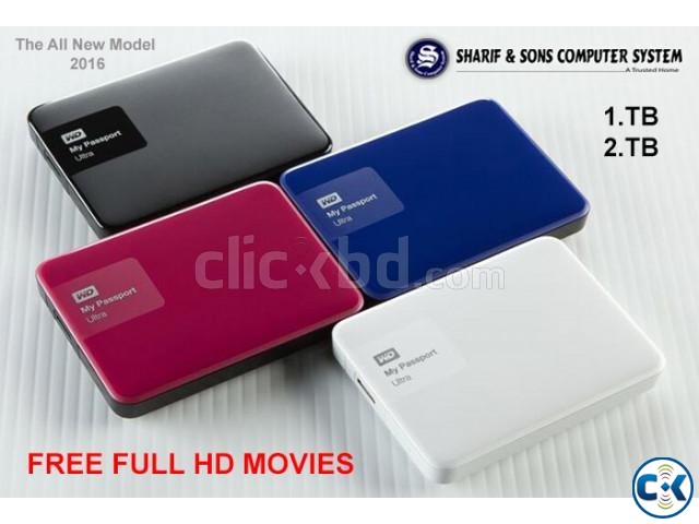 WD My Pasport Ultra portable hard drive with free HD movies large image 0