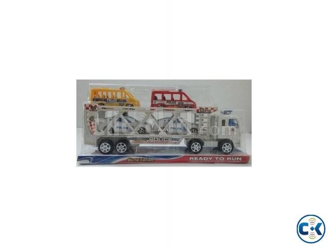 PLASTIC FRICTION POLICE TRUCK WITH FOUR MINI CAR A 071  large image 0