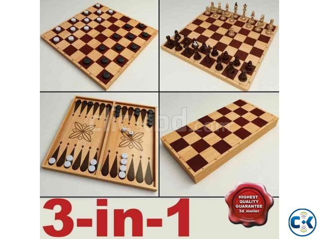 3-in-1 Chess Checkers Backgammon set large image 0