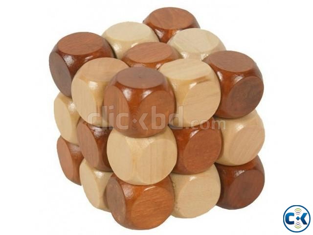 3D Wooden mind game Puzzle Cube large image 0