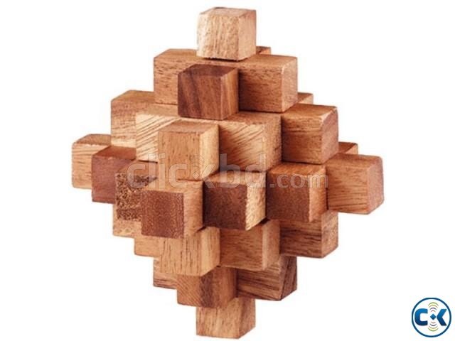 STAR Wooden Cube Puzzle-NOT an easy puzzle to solve large image 0