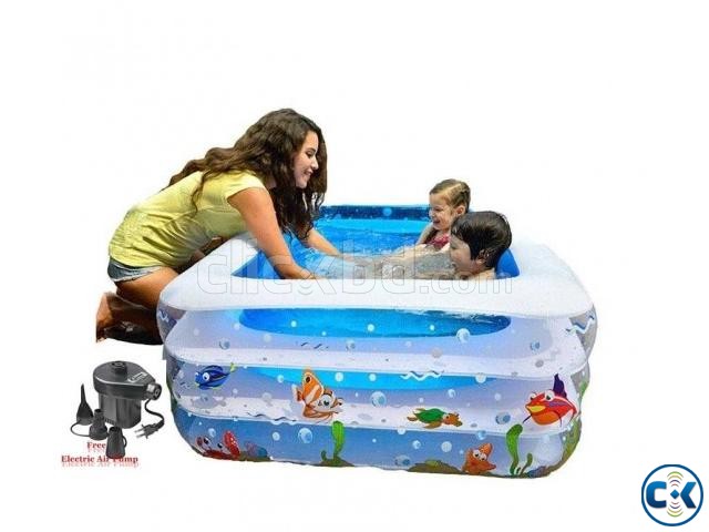 Original INFLATABLE BABY SWIMMING POOL with e-pumper large image 0