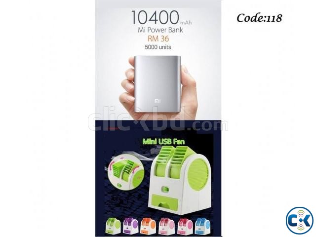 Combo Offer - MI Power Bank 10400mAh USB mini Air Cooler large image 0