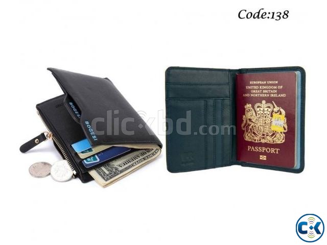 Bogesi Leather Black Men s Wallet Leather Passport Cover Hol large image 0