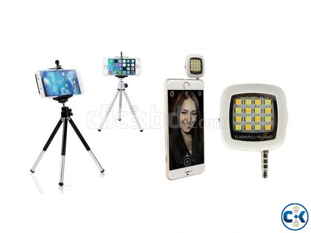 Tripod Stand For Mobile Camera 16 LED Selfie Flash Light large image 0