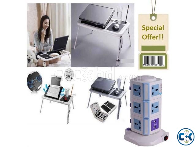 Combo of Portable Laptop Table 3 Layer Multiplug With 2 US large image 0