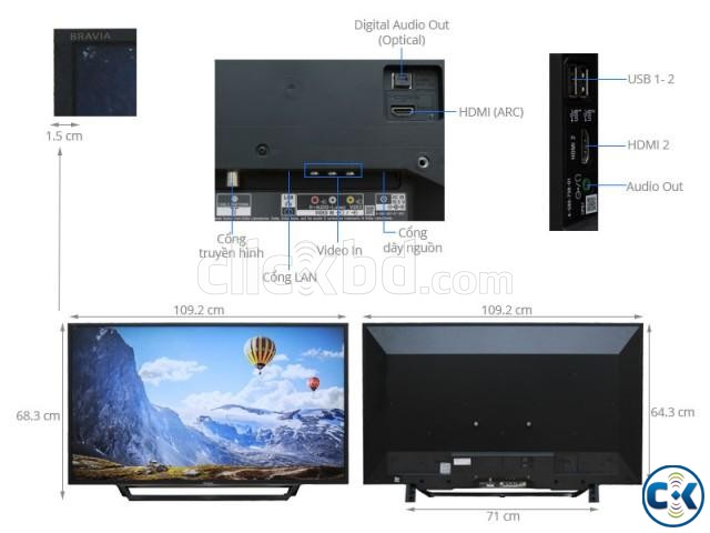Sony TV Bravia 40 Inch W652D Wi-Fi Smart Full HD LED TV large image 0