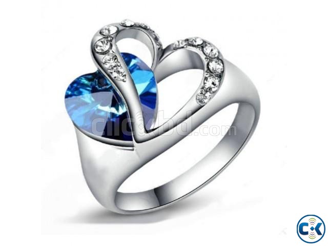 Blue Heart Shape Finger Ring large image 0