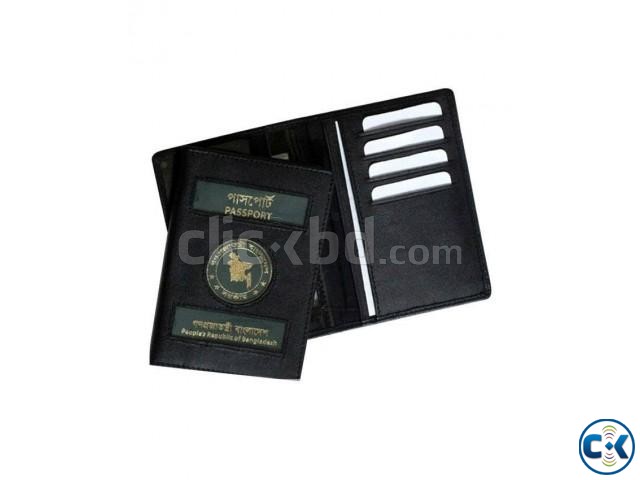Leather Passport Cover - Black. large image 0