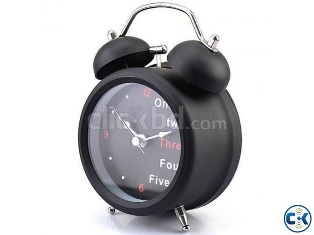Double Bell Desk Table Alarm Clock Black  large image 0