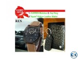 Apple Genuine Leather Wallet Curren Men s Wrist Watch combo