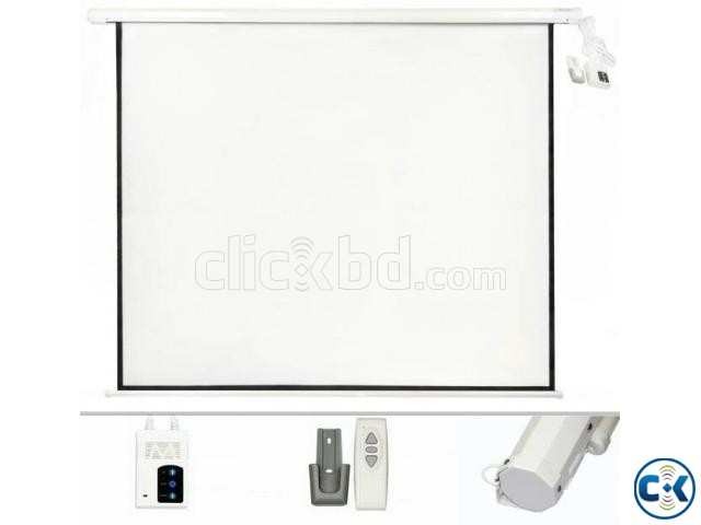 Motorized Electric Projector Screen 84 x 84  large image 0