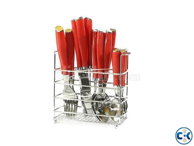 Cutlery Spoon Set 24 Pcs - Red large image 0
