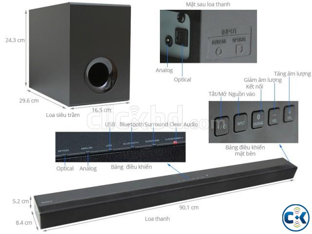 Sony CT380 soundbar speaker has 2.1 channel up to 300W sou large image 0