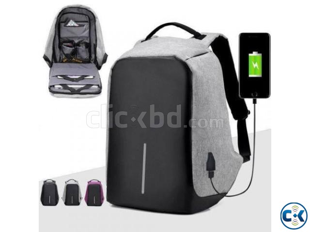 Anti-theft Backpack With USB Charge Port -Ash Color large image 0