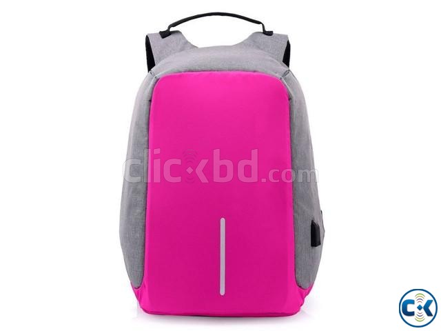 Anti-theft Backpack With USB Charge Port Pink Colo large image 0