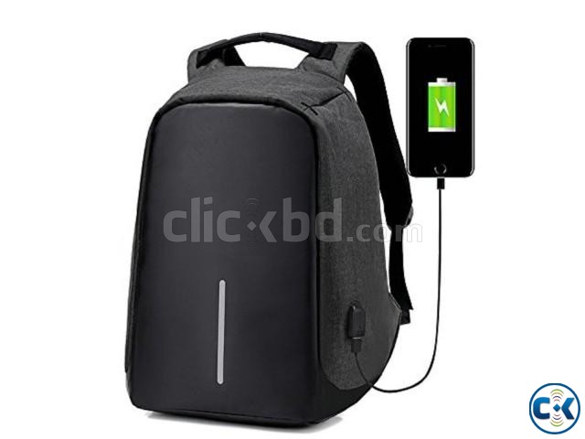 Anti-theft Backpack With USB Charge Port Black Color large image 0