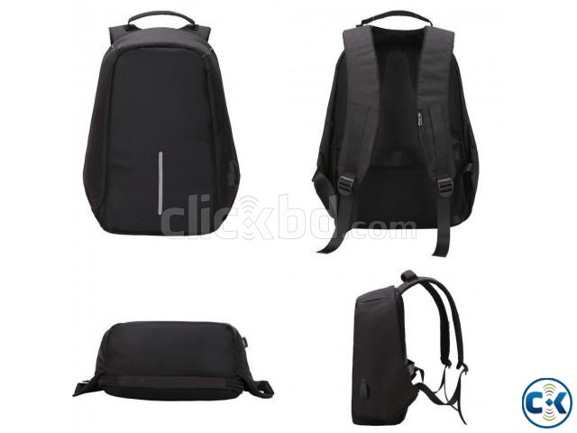 Anti-theft Backpack With USB Charge Port Black large image 0