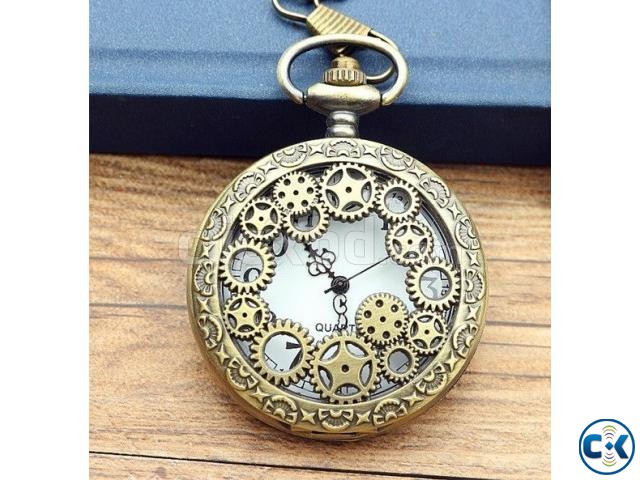 Mechanical Bronze Vintage Pocket Watch Men Women Gift large image 0