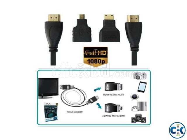 3 in 1 HDMI Cable with Micro Mini HDMI Adapters large image 0