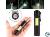 XPE COB LED Flashlight Metal Pocket Clip torch Rechargeable