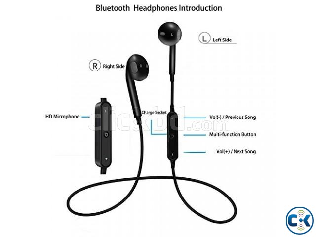 S6 Bluetooth V4.0 Headset Wireless Headphone - BLACK large image 0