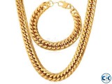 Gold Plated Chain Necklace Bracelet Set