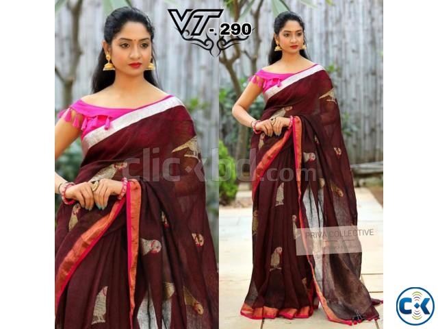 Designer Sharee VT 290 Brown Maroon with Silver Paar large image 0