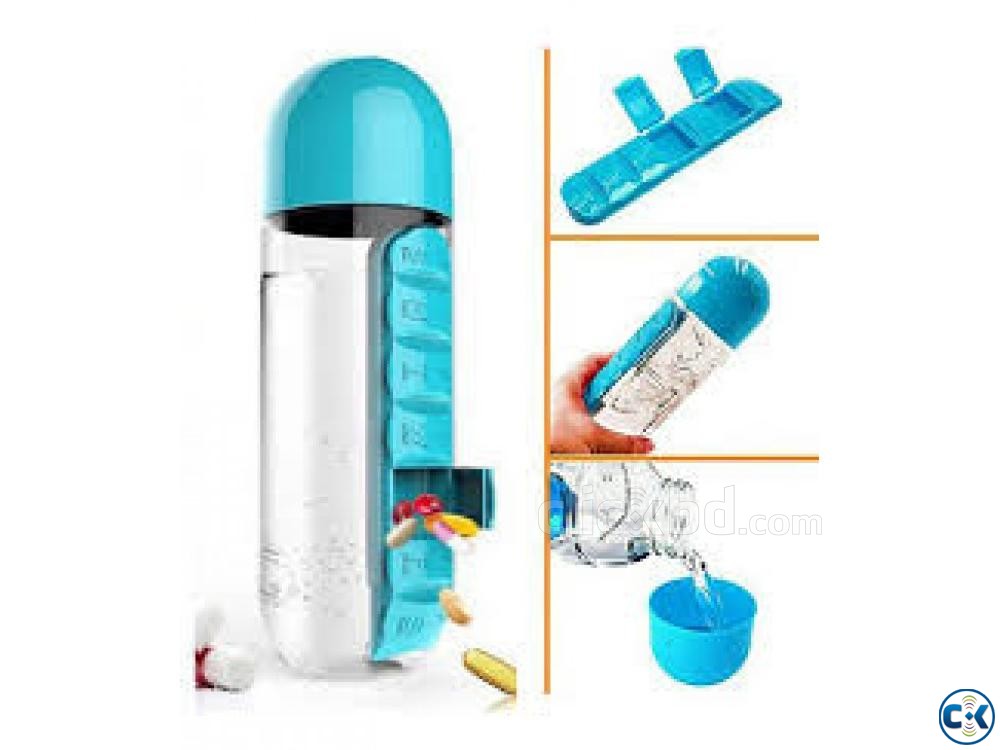 Pill and Vitamin Organizer Water Bottle  large image 0