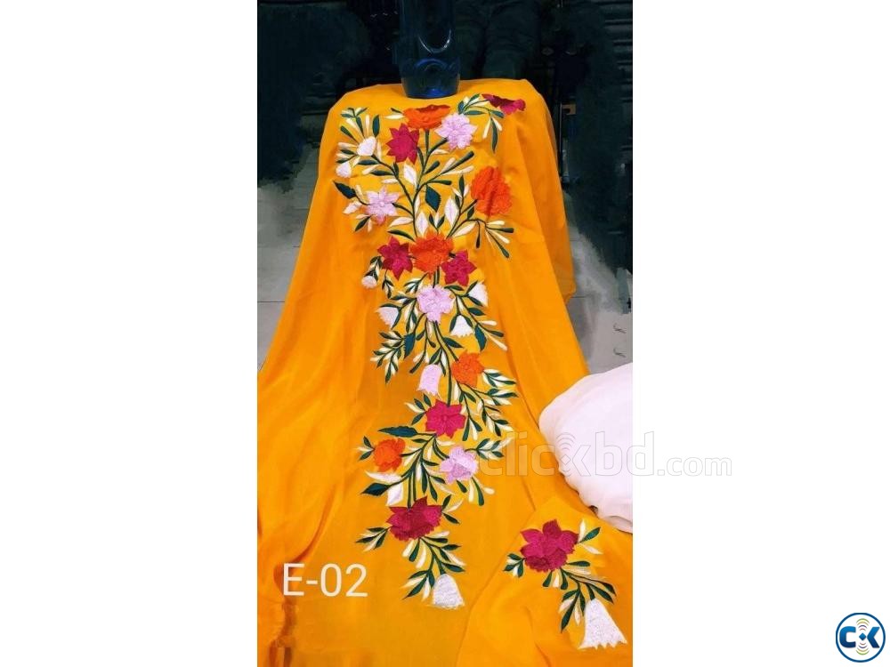 Yellow Embroidery Single Unstiched Kameez for Women 3 piece  large image 0